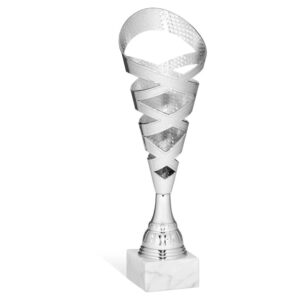 Coppa 96262-B trofeo argentata traforata alta 35 cm con base in marmo bianco