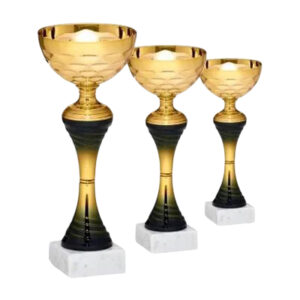 Tris coppe BX17NER in ABS oro e nero con targhetta personalizzata