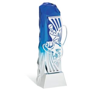 trofeo pesca tower-10 colore blu e argento altezza 23,00 cm con targhetta personalizzata